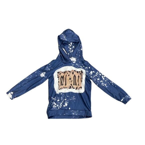 Mini Graphic Hoodie Navy Blue Splatter Print Kids Size 8/9 Casual Long Sleeve Wi - Picture 1 of 3